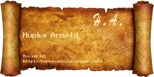 Hupka Arnold névjegykártya